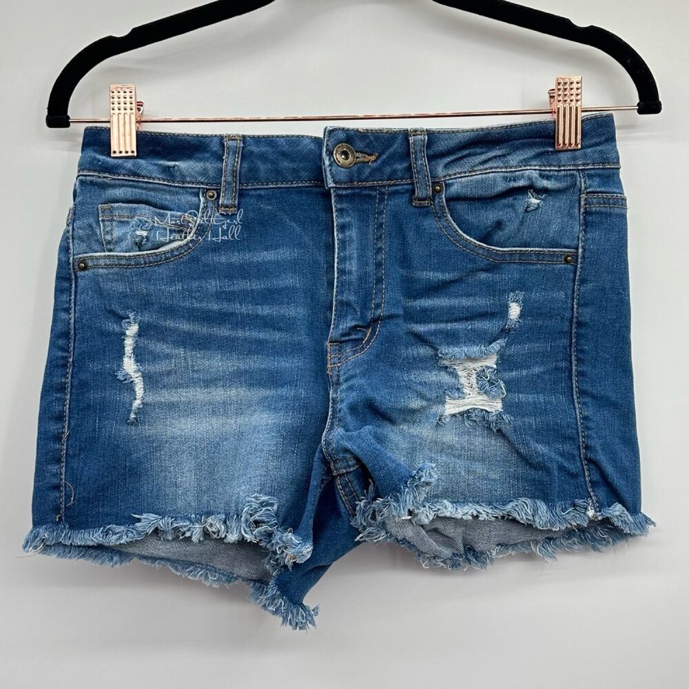Wax Jean Ripped Distressed Raw Fringe Hem Cut Off Shorts